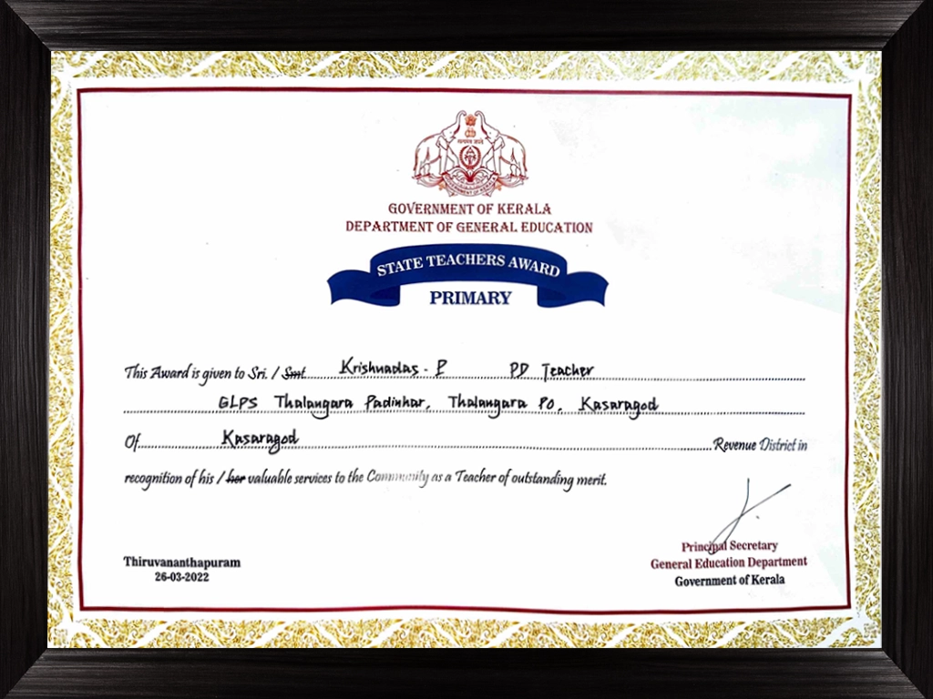 Best NGO Activist in Kasaragod | State Teachers Award